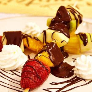 Espetada de fruta c/ chocolate
