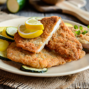 Panadinhos de frango c/ arroz primavera