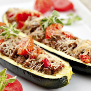 Courgette recheada de carne picada c/ arroz