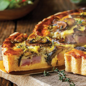 Quiche de frango e cogumelos