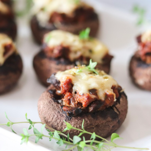 Cogumelo Portobello recheado de carne picada c/ arroz