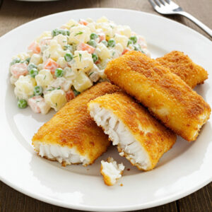 Filetes de pescada panados c/ salada russa