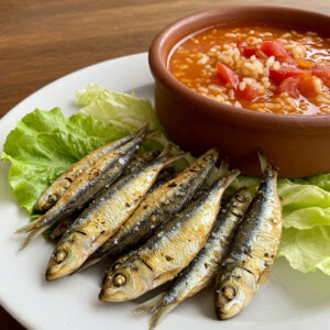 Petinga frita c/ arroz de tomate